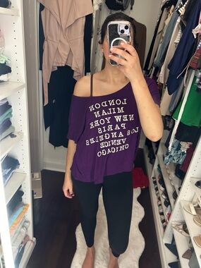 Relaxed Scoop Neck Graphic Tee - Purple